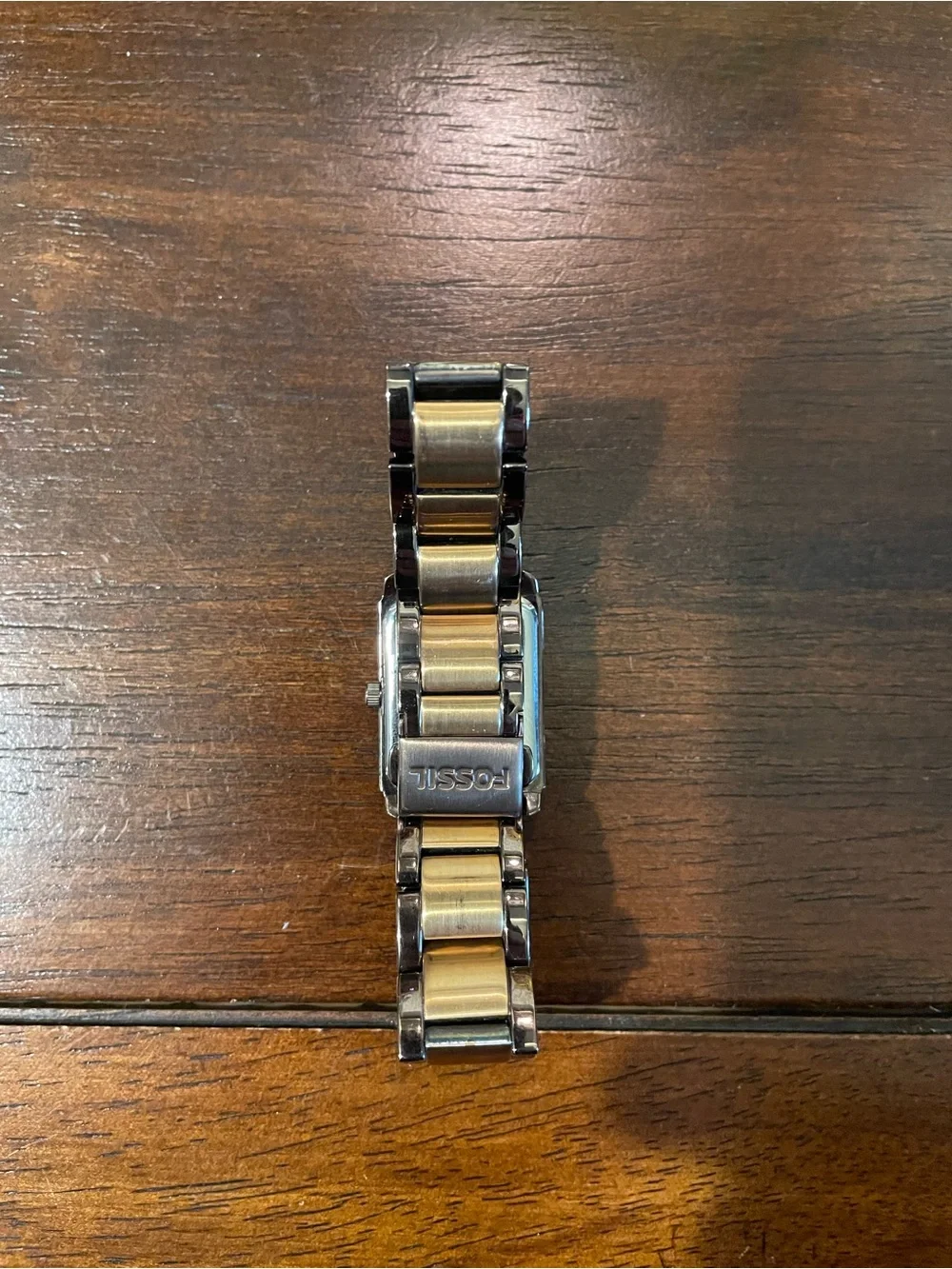 Fossil Brown and Silver Two-Tone Rectangular Watch